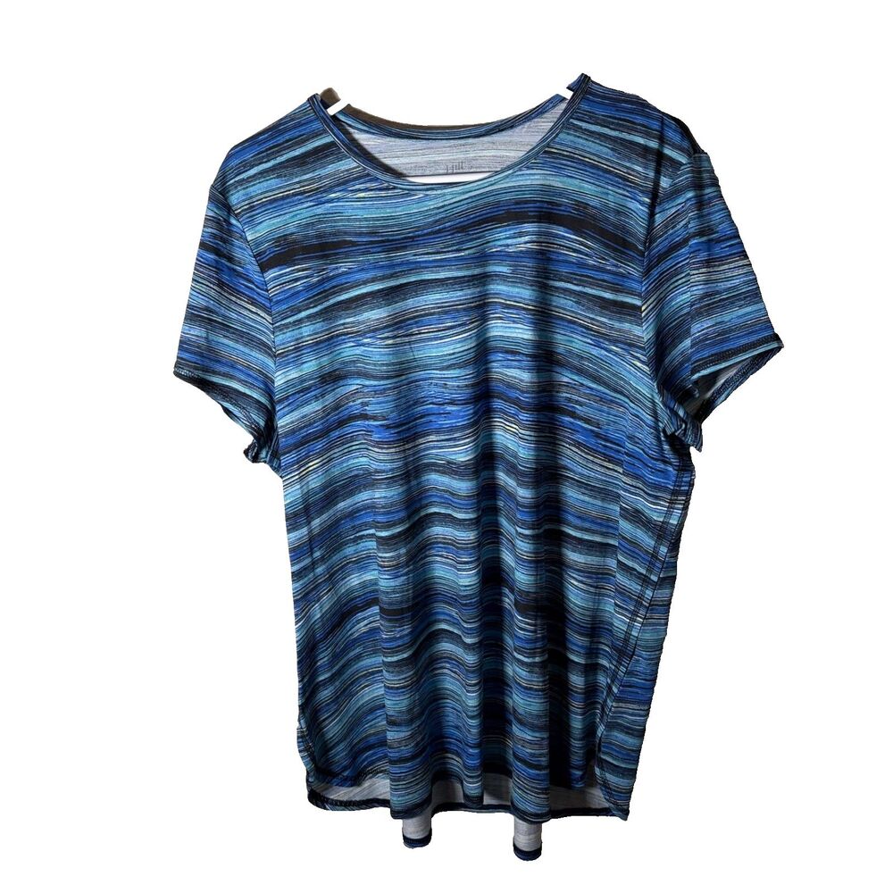 J Jill T-Shirt Women's XL Blue Colorful Progress Shirttail Tee Athletic Top